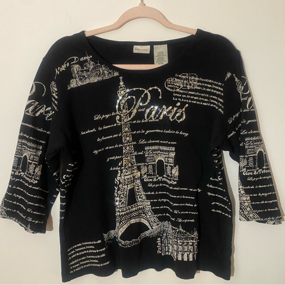 Y2K Sequin Paris Long Sleeve Shirt